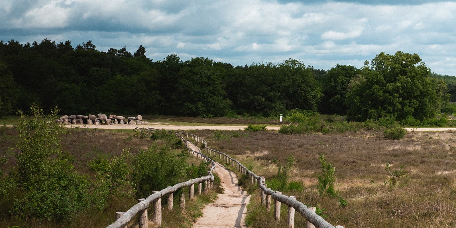 unpaved hiking trail on Het Drenthepad in the Netherlands