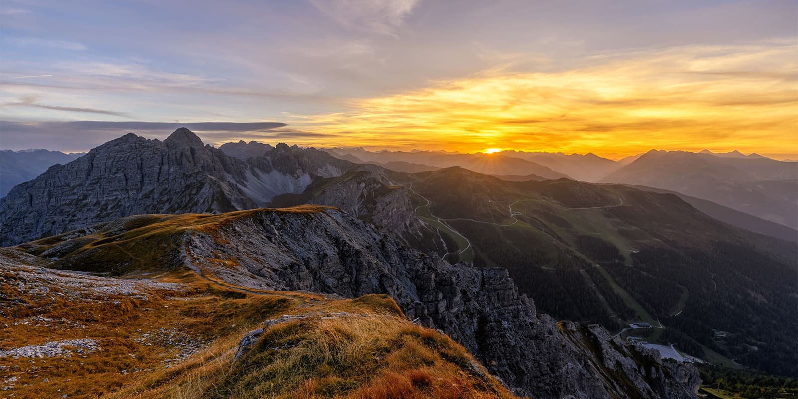 sunrise at Axamer Lizum in Tyrol, austria