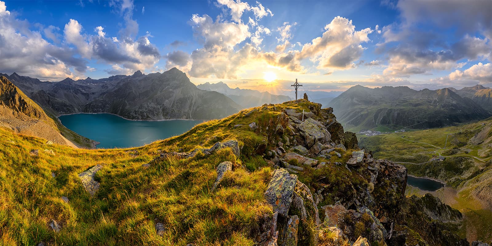 Kühtai region seen from the top of the Neunerkogel in Tyrol Austria