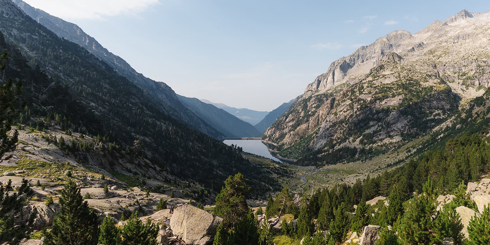 view of Aigüestortes National Park in the Catalan Pyrenees on the Via Calda hiking route