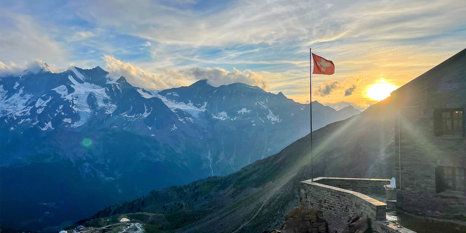 Mountain hut in Switzerland on the Saas Mountain Hut Tour