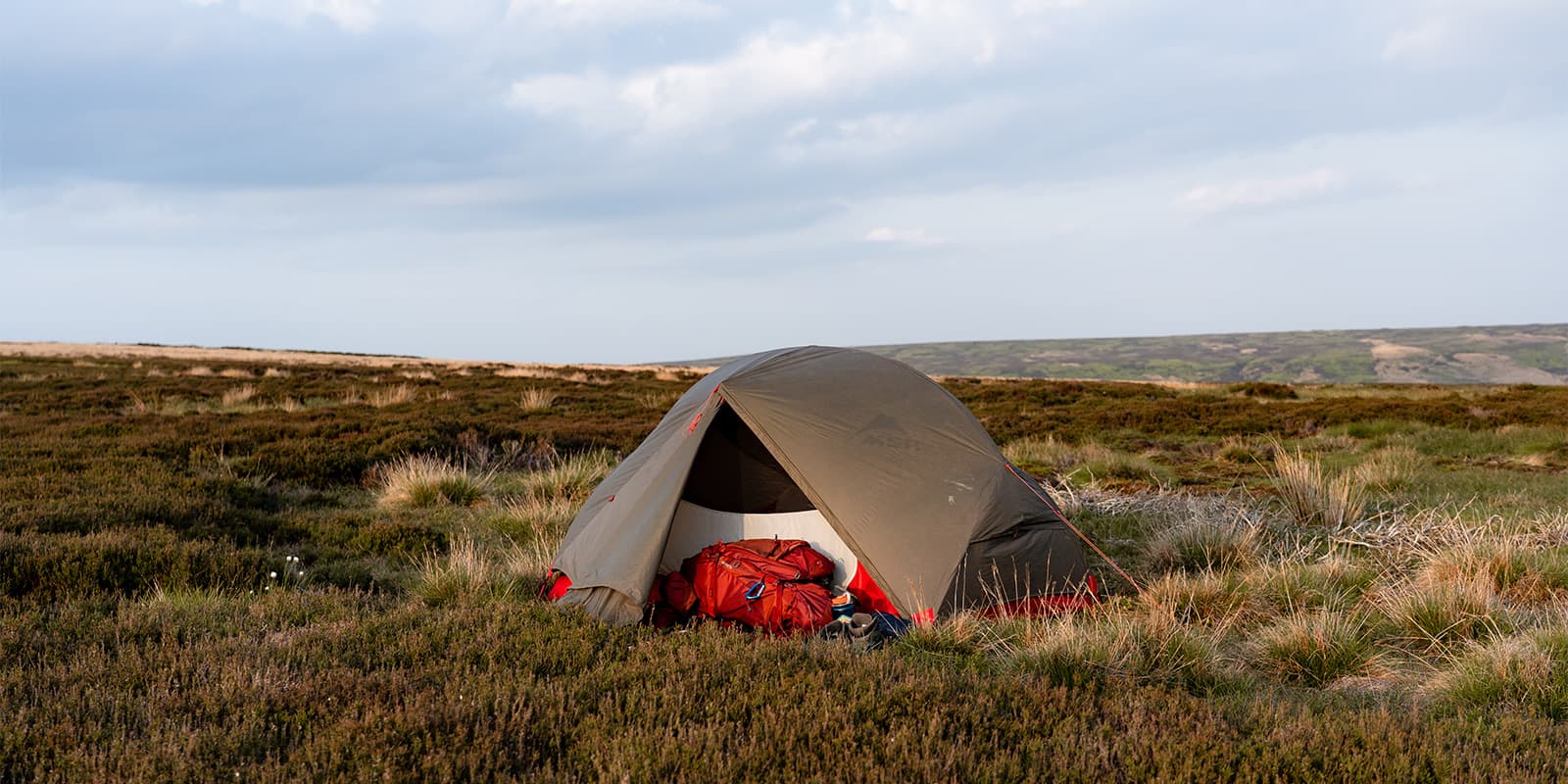 MSR tent in moorland in England