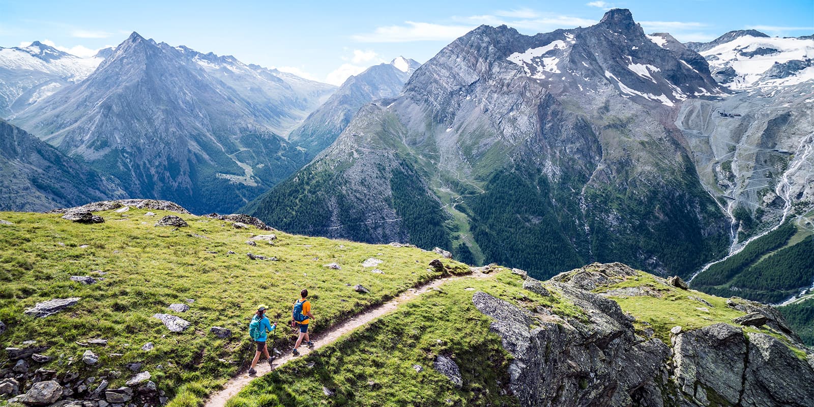 hiking in Saas Fee on the Saas Mountain Hut Tour